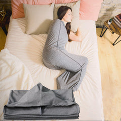 Hooded Sleep Pod: Kids Wearable Blanket – Comfy Hooded Cocoon, Cooling, Machine Washable (Grey, 150×40cm)