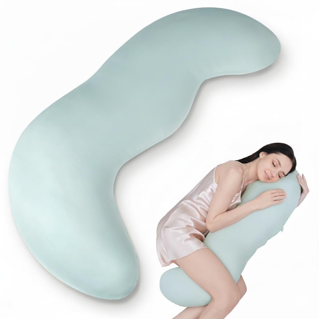 Pea Pod Shape Body Pillow for Adults – Full-Body Support Side Sleeper Pillow, Pregnancy & Back Pain Relief, Soft Hug Pillow w