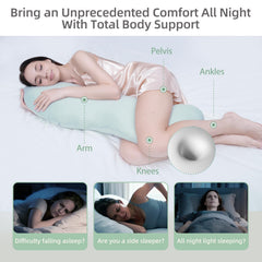 Pea Pod Shape Body Pillow for Adults – Full-Body Support Side Sleeper Pillow, Pregnancy & Back Pain Relief, Soft Hug Pillow w