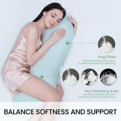 Pea Pod Shape Body Pillow for Adults – Full-Body Support Side Sleeper Pillow, Pregnancy & Back Pain Relief, Soft Hug Pillow w
