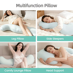 Pea Pod Shape Body Pillow for Adults – Full-Body Support Side Sleeper Pillow, Pregnancy & Back Pain Relief, Soft Hug Pillow w