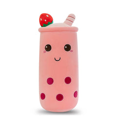 Bubble Tea Plush Pillow Soft Plush Toy Skin-Friendly Pillow Multiple Sizes Cute - Pink - Size 36in