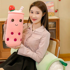 Bubble Tea Plush Pillow Soft Plush Toy Skin-Friendly Pillow Multiple Sizes Cute - Pink - Size 36in