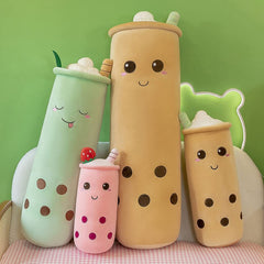 Bubble Tea Plush Pillow Soft Plush Toy Skin-Friendly Pillow Multiple Sizes Cute - Pink - Size 36in