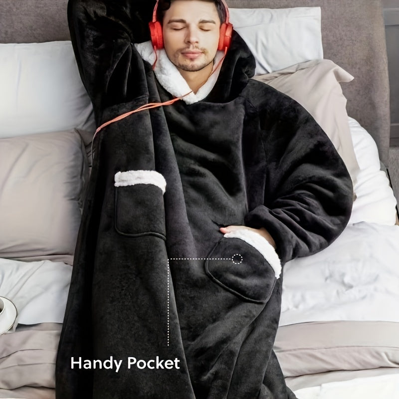 Flannel Hooded TV Blanket for Winter Warmth