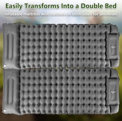 Self-inflating mattress for camping beach hiking, waterproof lightweight tear-resistant with foot pump, 10cm, Orange