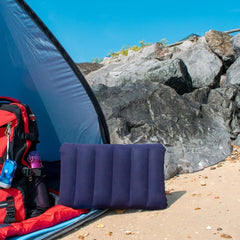 Inflatable Pillow, Lightweight Compact Camping Pillow for Outdoor Travel Activities, Dark Blue, 47x30cm