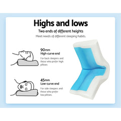Memory Foam Cervical Pillow with Cool Gel, Contour Neck Support Sleeping Pillow