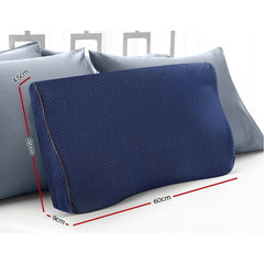 Butterfly Memory Foam Cervical Pillow, Ergonomic Neck Support Pillow, Navy