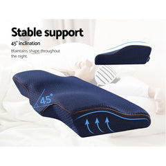 Butterfly Memory Foam Cervical Pillow, Ergonomic Neck Support Pillow, Navy