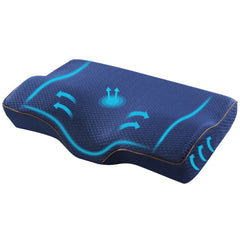 Butterfly Memory Foam Cervical Pillow, Ergonomic Neck Support Pillow, Navy