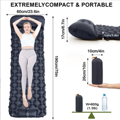 Camping Mattress Self-Inflating Lightweight Compact Single Double Attachable Inflatable Mat Navy
