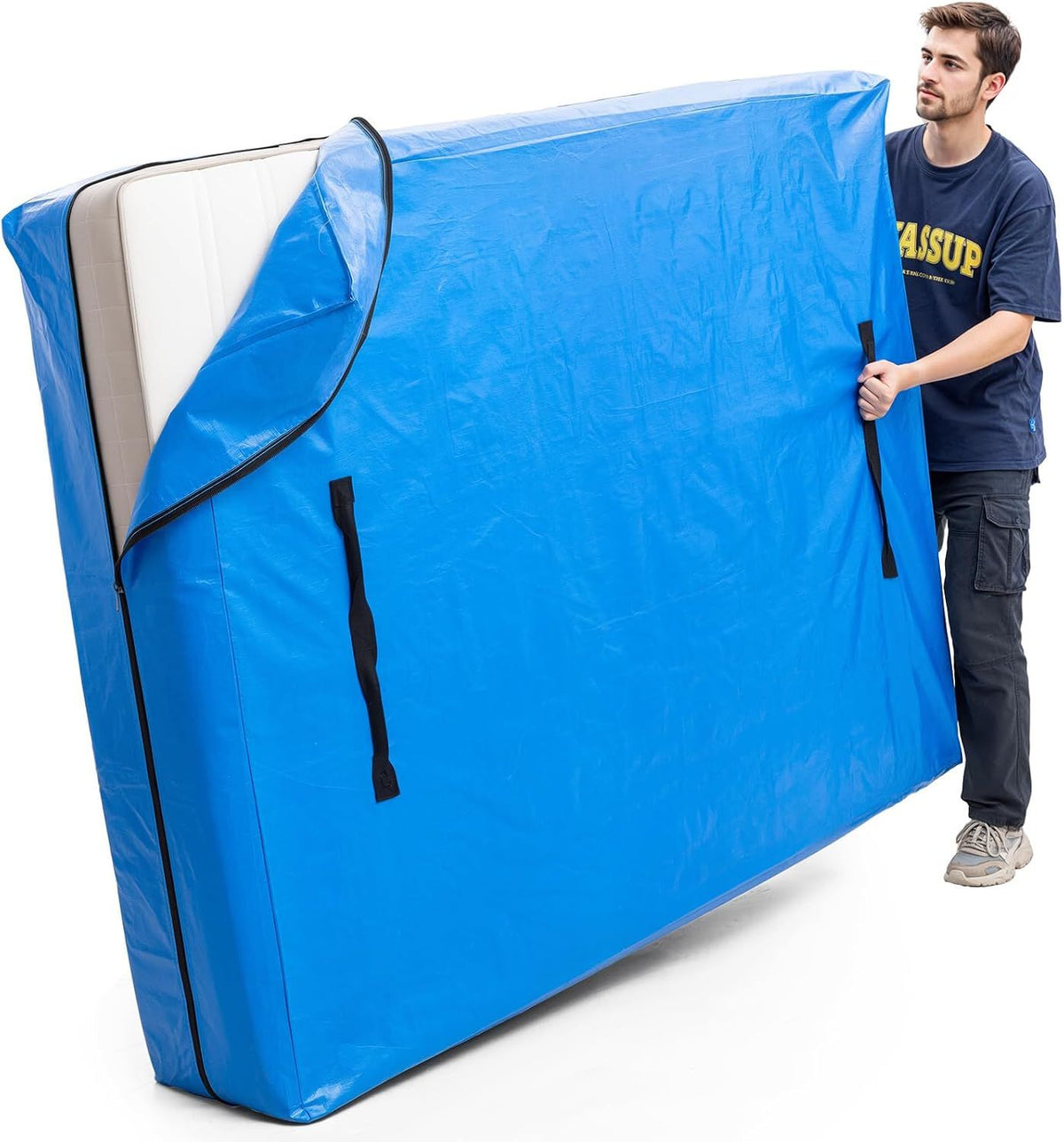 Queen Mattress Bags for Moving and Storage, Heavy-Duty Moving Supplies, Durable Wear-Resistant Mattress Cover, Reinforced Handles, Strong Zipper