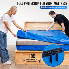 Queen Mattress Bags for Moving and Storage, Heavy-Duty Moving Supplies, Durable Wear-Resistant Mattress Cover, Reinforced Handles, Strong Zipper