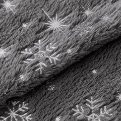 Christmas Set of 2 Decorative Throw Pillow Covers, Soft Faux Fur Pillow Cases Covers with Silver Snowflake 20 X 20 Inch, Grey