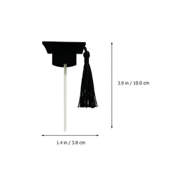 12pcs Graduation Hat Cake Topper Graduation Cocktail Toothpicks Graduation Cap Topper Cake Topper Picks for Party(Black)