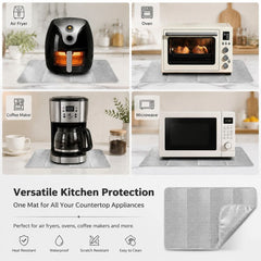 Heat Resistant Countertop Protector Mat, 23.6 x 15.7 in Foldable Aluminum Foil Heat Insulation Pad for Air Fryer Toaster Oven