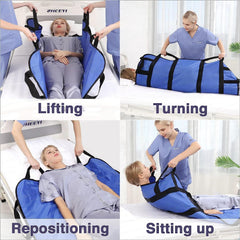 Multipurpose 48" x 40" Positioning Bed Pad with Reinforced Handles - Reusable & Washable Transfer Sheet for Turning, Lifting 