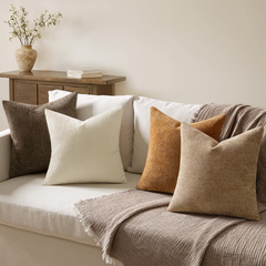 Pack of 4 Brown Couch Throw Pillow Covers 18x18 Inch Soft Decorative Chenille Pillows Farmhouse Accent Cushions for Boho Home