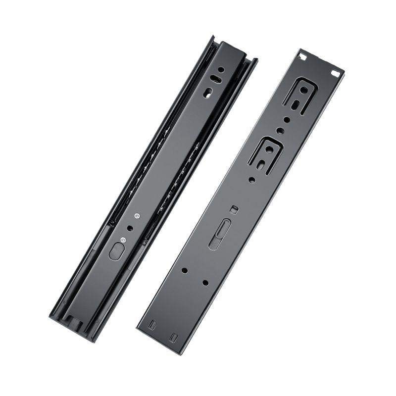 10-Inch Cold Rolled Steel Drawer Slides, Full Extension Ball Bearing Slide Track Rail 25mm Wide Capacity Black 2 Pair