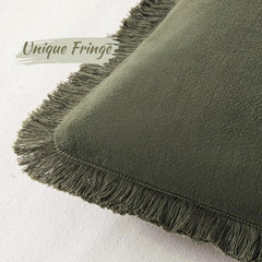 Set of 2 Decorative Linen Fringe Throw Pillow Covers Cozy Boho Farmhouse Cushion Cover with Tassels Soft Accent Pillowcase fo