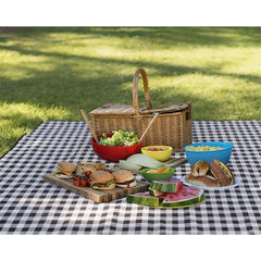Picnic Blanket Waterproof Beach Rug 150*100cm Picnic Mat Washable Lightweight with Handle Navy Blue Checkered for Hiking Trav