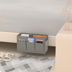 Dual purpose bedside storage device, multifunctional bedside storage solution magazine remote control bracket, (gray)