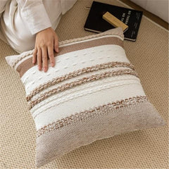 Set of 2 Neutral Decorative Throw Pillow Cover 18x18 Inch for Couch Bed Sofa, Aesthetic Modern Organic Farmhouse Home Decor, 