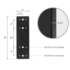 10" X 3" Straight Steel Flat Metal Plate (2 pc) with Powder Coating, Mending Plate, Joining Brackets, I Strap for Truss Frami