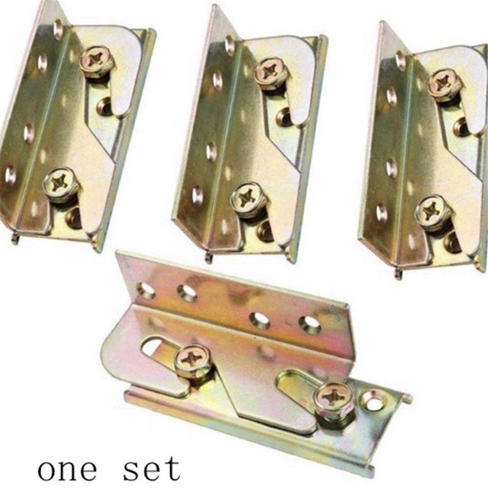 Bed Rail Brackets 4 PCS Bed Frame Brackets for Rails Heavy Duty Non Bed Frame Hardware Kit for Wood Bed Connectors Hold Plate