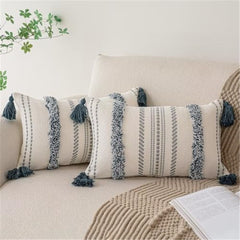 2 pack Throw Pillow Covers Tufted Decorative Pillows Cover for Couch Bed Small Lumbar 12 x 20 inch Pillow Cover, Modern Accen