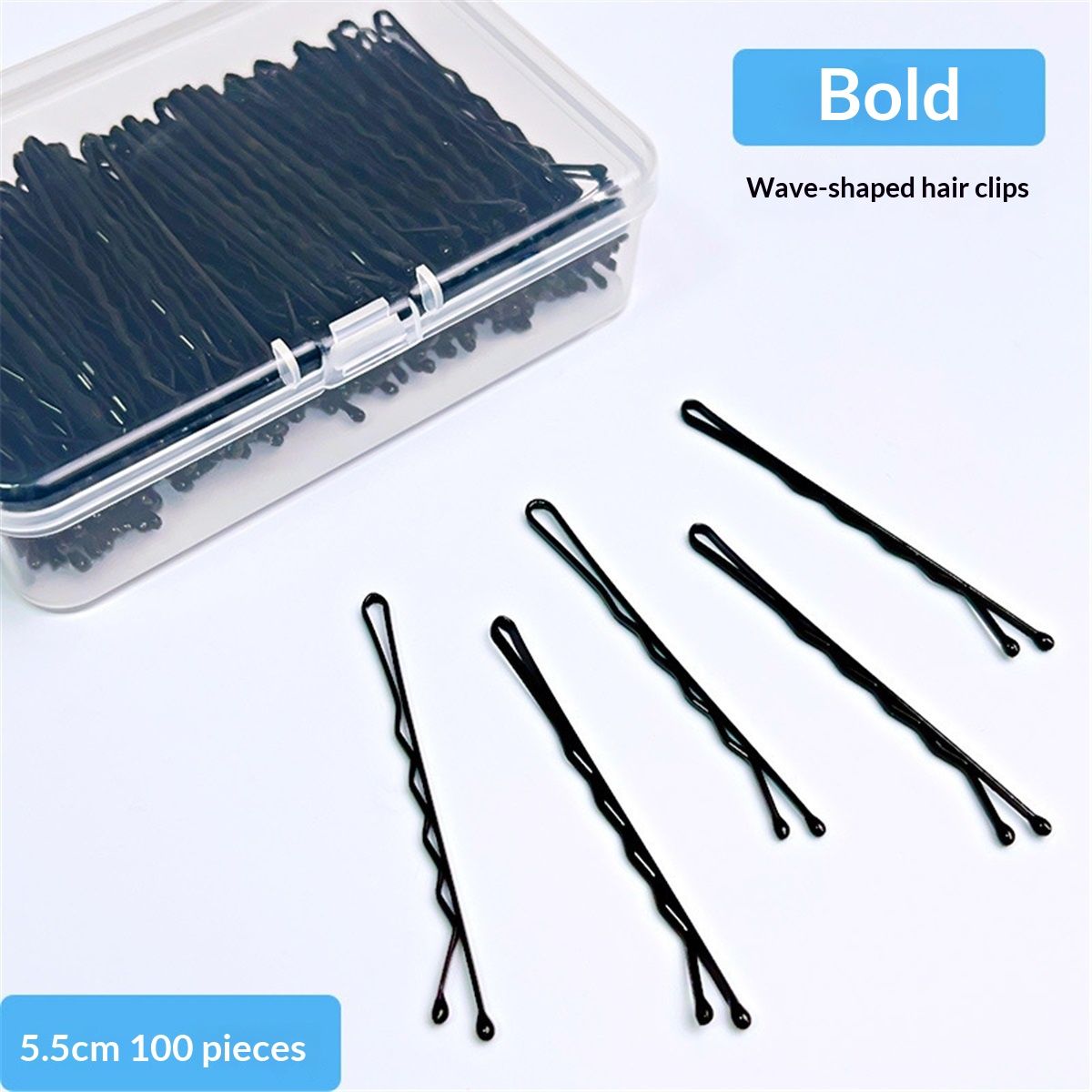 600PCS 2.16Inches Hair Pins Kit Secure Hold Bobby Pins Clips for Women Girls and Hairdressing Salon With Clear Storage Box(Bl