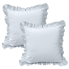 A set of two light blue pleated European style pillowcases, chic farmhouse European style pillowcases, retro super soft and b