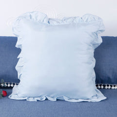 A set of two light blue pleated European style pillowcases, chic farmhouse European style pillowcases, retro super soft and b