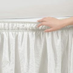 Ruffle Elastic Bed Skirt Detachable - Dustproof Ruffle - Machine Washable Elastic Band Bed Skirt (White)
