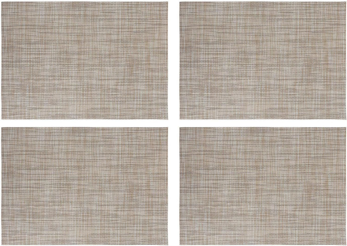 Beige Placemats Set of 4- Heat Resistant Non-Slip Place mats for Dining Table, Washable Durable PVC Woven Table Mats (Beige, 