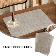 Beige Placemats Set of 4- Heat Resistant Non-Slip Place mats for Dining Table, Washable Durable PVC Woven Table Mats (Beige, 