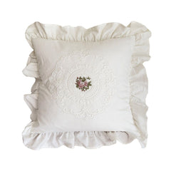 Cotton Lace Embroidery Throw Pillow Covers Boho Neutral Cushion Case Soft Accent Pillowcase for Spring Sofa Couch Bed Living 