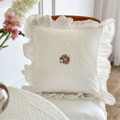 Cotton Lace Embroidery Throw Pillow Covers Boho Neutral Cushion Case Soft Accent Pillowcase for Spring Sofa Couch Bed Living 