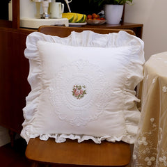Cotton Lace Embroidery Throw Pillow Covers Boho Neutral Cushion Case Soft Accent Pillowcase for Spring Sofa Couch Bed Living 