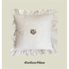 Cotton Lace Embroidery Throw Pillow Covers Boho Neutral Cushion Case Soft Accent Pillowcase for Spring Sofa Couch Bed Living 