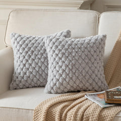 Pack of 2 Super Soft Cozy Decorative Throw Pillow Covers Fuzzy PlushCushion Cover Pillowcase for Sofa Couch Bed Livingroom 18