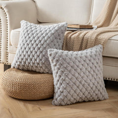 Pack of 2 Super Soft Cozy Decorative Throw Pillow Covers Fuzzy PlushCushion Cover Pillowcase for Sofa Couch Bed Livingroom 18
