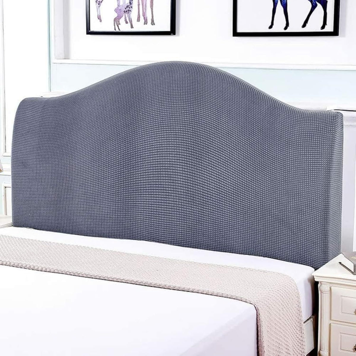 Bed Headboard Cover for Queen King , Stretch Headboard Slipcover Soft Dustproof Protector Cover Bed Head Cover for Bedroom (G