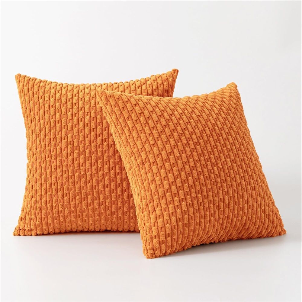 Throw Pillow Covers 18*18Set of 2 Fall Pillow Covers, Decorative Throw Pillows for Couch, Bed, and Home Decor（tangerine orang