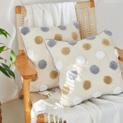 Simple&Opulence Boho Throw Pillow Covers 45*45cm Set of 2, Tufted Jacquard Cotton Canvas Cushion Cases, Fluffy Soft Farmhouse
