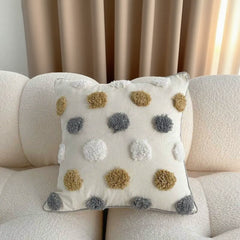 Simple&Opulence Boho Throw Pillow Covers 45*45cm Set of 2, Tufted Jacquard Cotton Canvas Cushion Cases, Fluffy Soft Farmhouse