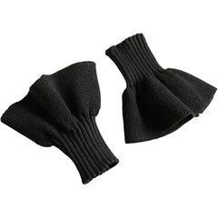 Two pairs Knitted yarn cuffs for autumn and winter, warm accessories,  elastic base, decorative fake sleeves(black）