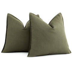 Pack of 2, Decorative Linen  Throw Pillow Covers Soft Accent Cushion Case Boho Farmhouse Pillowcase for Chair Couch Sofa Bedr