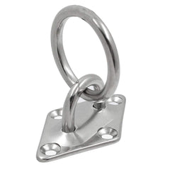4 Pcs M6 Diamond Pad Eye Plate with Ring Hook, Ceiling Hooks Wall Mount Bracket, Heavy Duty Stainless Steel Anchor Mount for 
